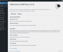 Page screenshot: Welcome to bbPress &lsaquo; Test site &mdash; WordPress