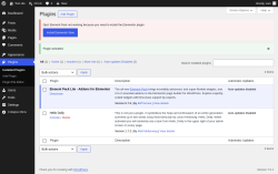 Page screenshot: Plugins &lsaquo; Test site &mdash; WordPress