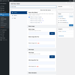 Page screenshot: Before and After Slider → Add New Slider
