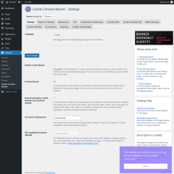 Page screenshot: Settings → Cookie Consent Banner