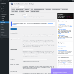 Page screenshot: Settings → Cookie Consent Banner → Statistics
