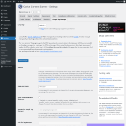 Page screenshot: Settings → Cookie Consent Banner → Google Tag Manager