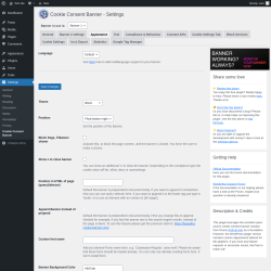 Page screenshot: Settings → Cookie Consent Banner → Appearance