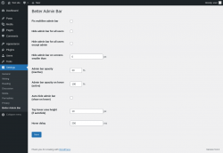 Page screenshot: Settings &rarr; Better Admin Bar