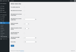 Page screenshot: Settings &rarr; Better Admin Bar