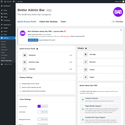 Page screenshot: Settings &rarr; Better Admin Bar
