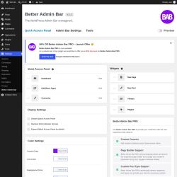 Page screenshot: Settings &rarr; Better Admin Bar