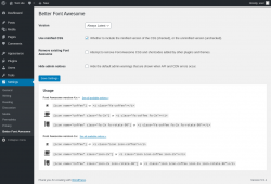 Page screenshot: Settings &rarr; Better Font Awesome