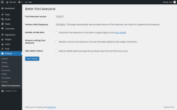 Page screenshot: Settings &rarr; Better Font Awesome