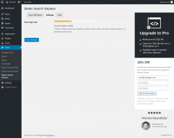 Page screenshot: Tools → Better Search Replace → Settings