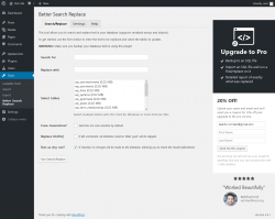 Page screenshot: Tools → Better Search Replace