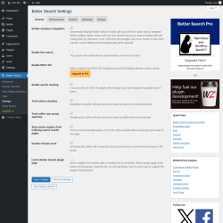 Page screenshot: Better Search → Settings