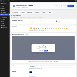 Page screenshot: Smart Popups &rarr; 🎨 Design
