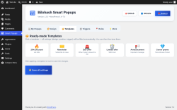 Page screenshot: Smart Popups &rarr; 📦 Templates