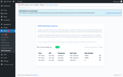 Page screenshot: BitFire  &rarr; Rule Exceptions