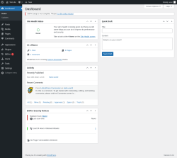 Page screenshot: Dashboard &lsaquo; Test site &mdash; WordPress