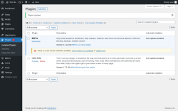 Page screenshot: Plugins &lsaquo; Test site &mdash; WordPress