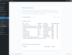Page screenshot: BitFire &rarr; Rule Exceptions