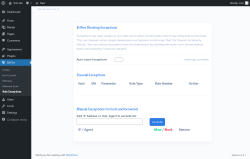 Page screenshot: BitFire &rarr; Rule Exceptions