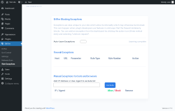 Page screenshot: BitFire &rarr; Rule Exceptions