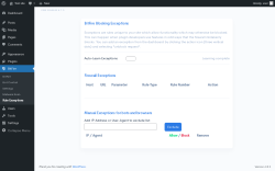 Page screenshot: BitFire &rarr; Rule Exceptions
