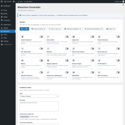 Page screenshot: Blaminhor Essentials &lsaquo; Test site &mdash; WordPress