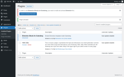 Page screenshot: Plugins &lsaquo; Test site &mdash; WordPress