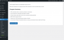 Page screenshot: Settings &rarr; Affiliation