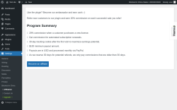Page screenshot: Settings &rarr; Affiliation