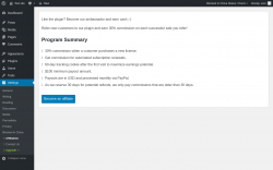 Page screenshot: Settings &rarr; Affiliation