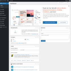 Page screenshot: Dashboard ‹ Test site — WordPress