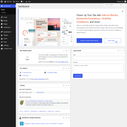Page screenshot: Dashboard &lsaquo; Test site &mdash; WordPress