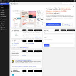 Page screenshot: Dashboard &lsaquo; Test site &mdash; WordPress