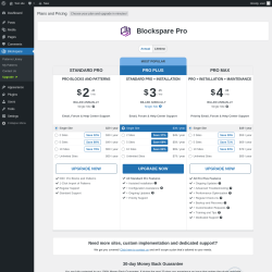 Page screenshot: Blockspare → Upgrade  ➤