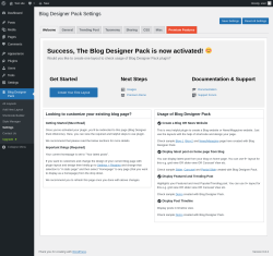 Page screenshot: Blog Designer Pack → Settings