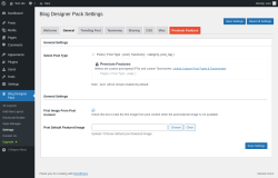 Page screenshot: Blog Designer Pack → Settings → General