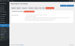 Page screenshot: Blog Designer Pack → Settings → Trending Post