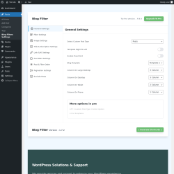 Page screenshot: Posts → Blog Filters Settings