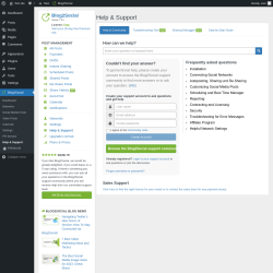 Page screenshot: Blog2Social &rarr; Help & Support