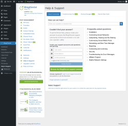 Page screenshot: Blog2Social &rarr; Help & Support