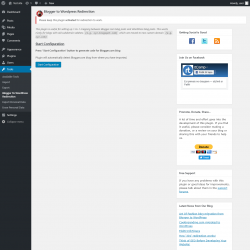 Page screenshot: Tools → Blogger To WordPress Redirection