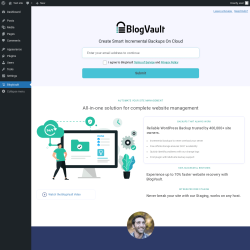 Page screenshot: BlogVault &lsaquo; Test site &mdash; WordPress