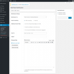 Page screenshot: Notifications → Add New