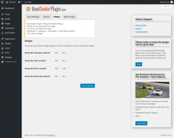 Page screenshot: Boat Dealer → Settings → Widget