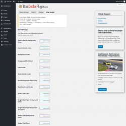 Page screenshot: Boat Dealer → Settings → Boat Design