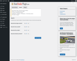 Page screenshot: Boat Dealer → Settings → Search