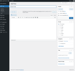Page screenshot: Add Post ‹ Test site — WordPress