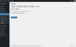 Page screenshot: Booking Activities → Settings → Licenses