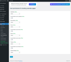 Page screenshot: Booking → User Permissions