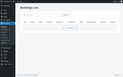 Page screenshot: Bookings